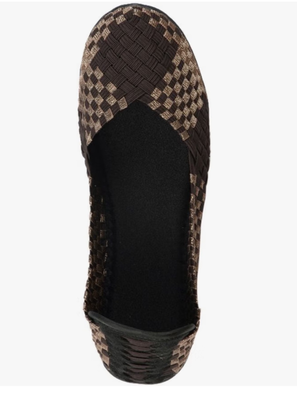 Heal USA Brown/Black with Gold Shimmer Woven Ballet Flats